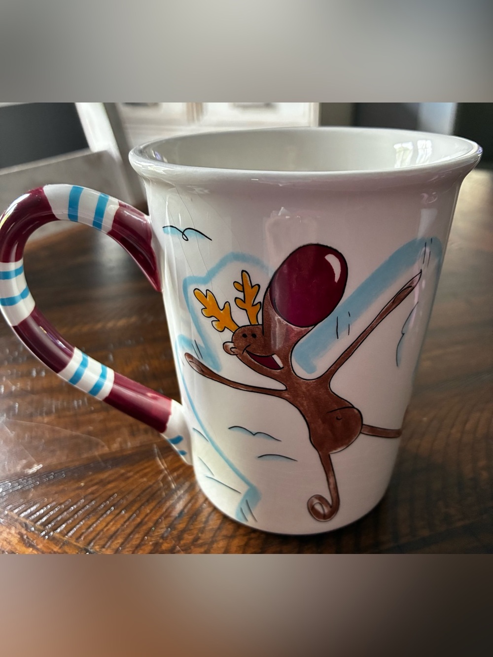 Festive Red & Brown Reindeer Ceramic Coffee Mug